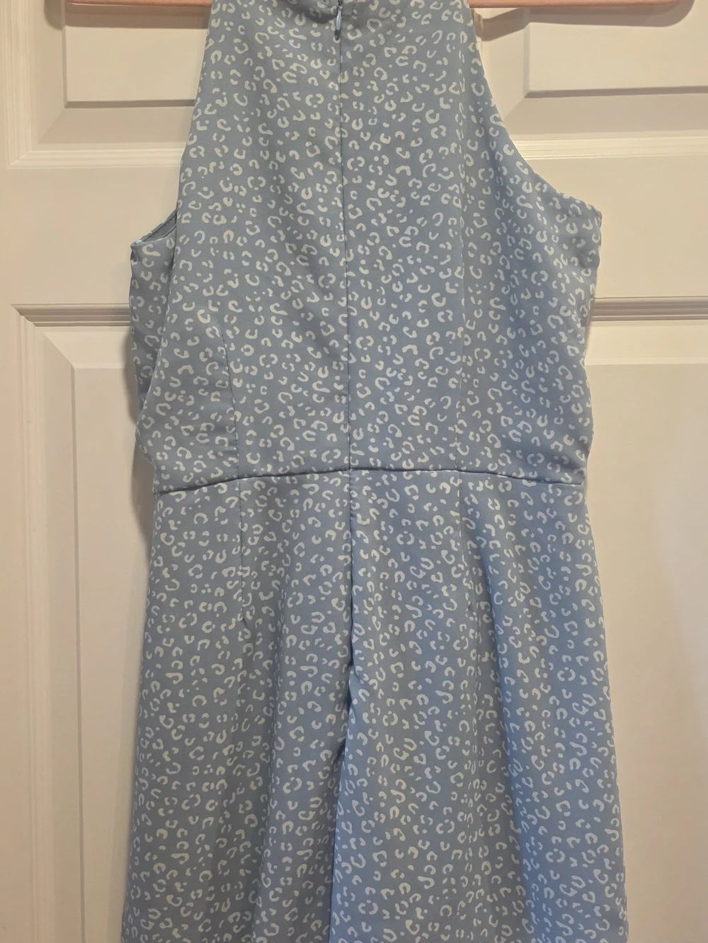 She + Sky Light Blue Leopard-Print Tie-Front Jumpsuit